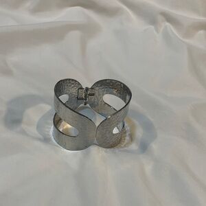 Elegant Silver Hammered Bracelet